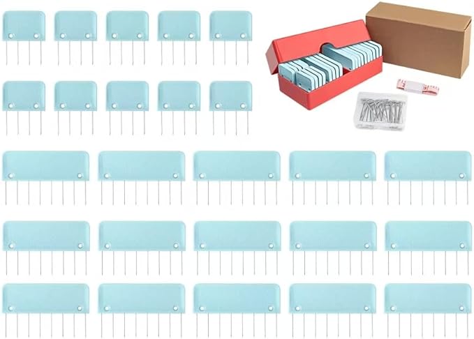 Mevome 25pcs Knit Blocking Pins Kit, White Blockers Combs 100 T-pins & Ruler for Knitting Crochet Projects Lace Needlework Block Tool for Blocking Mats Boards Accessories Device (Blue)