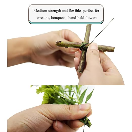 HAHIYO 18Gauge Dark Green Paper-Wrapped Metal Floral Wire 14 Inches(36cm), 70 Pack Flexible Paddle Wires Florist Wire Garden Wires for Craft Christmas Wreath Flower Arrangement Bouquet Wedding DIY