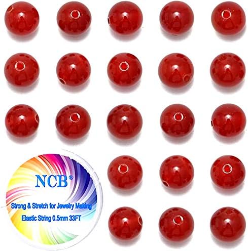 NCB Natural Stone Beads 100pcs 6mm Round Loose Gemstone for Bracelet Necklace Jewelry Making, Includes Elastic String and Beading Needle (Carnelian, 6mm 100Beads)
