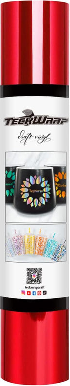 TECKWRAP Chrome Red Vinyl Adhesive Red Chrome Vinyl Permanent Vinyl for Cricut Machine 1ftx5ft