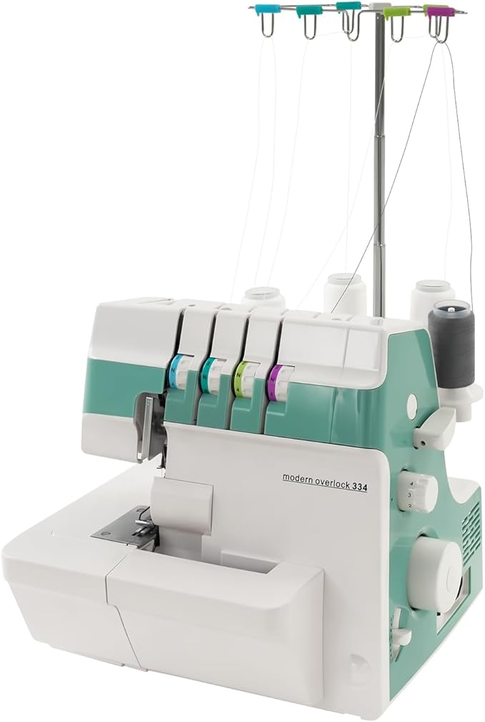Overlock Sewing Machine, 1200SPM 3/4 Thread Serger with Differential Feed Roll Hem, Electric Sewing Machine for Home Workshop (Green White)
