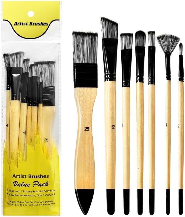 Paint Brushes Set, 1 Pack 7 Pcs Round-Pointed Tip Nylon Hair Artist Acrylic Paint Brushes for Acrylic Painting Oil Watercolor, Face Nail Art, Canvas, Miniature Detailing & Rock Painting