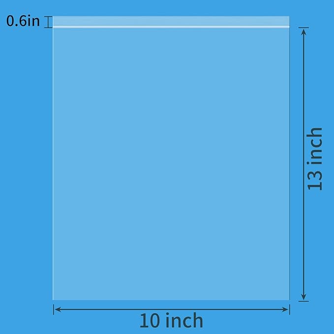 10" X 13" (120 Count) Clear Large Zip Bags, Poly Plastic Bags with Resealable Zip Seal Zipper for Clothing, T-Shirt, Prints, Photos, Documents