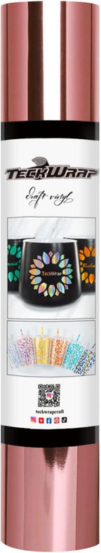 TECKWRAP Rose Gold Chrome Vinyl Wrap Metallic Permanent Vinyl 1ftx5ft