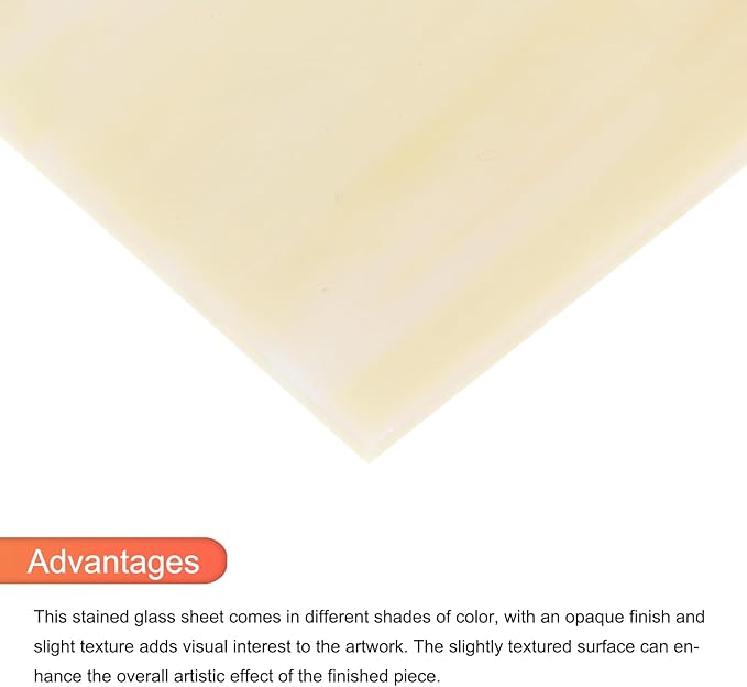 MECCANIXITY Stained Glass Sheet Mosaic Tile 3.9 Inch x 3.9 Inch Apricot Stained Glass Sheets for Crafts DIY, Art Project