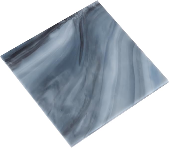 MECCANIXITY Stained Glass Sheet Mosaic Tile 3.9 Inch x 3.9 Inch Grey Color Stained Glass Sheets for Crafts DIY, Art Project