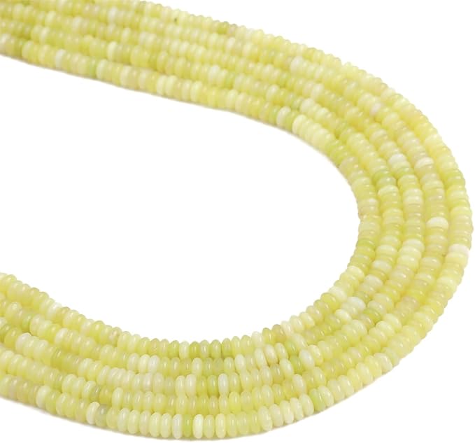 Natural Lemon Jade Spacer Beads Caps Rondelle Disk Loose Beads for Beading Jewelry Making 4mmx2mm 38cm