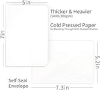 Funto Blank Watercolor Cards and Envelopes, 50 Cards, 5x7'', 140lb/300gsm, White, Acid-Free, Heavyweight Paper for All Occasions