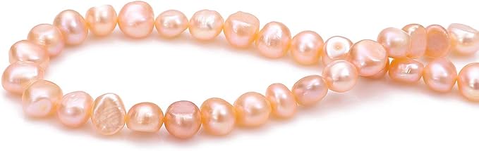 Natural Pearl Beads Side Hole 7-8mm Pink Freshwater Cultured Loose Gemstone Beads for DIY Jewelry Making 13.8''/Strand