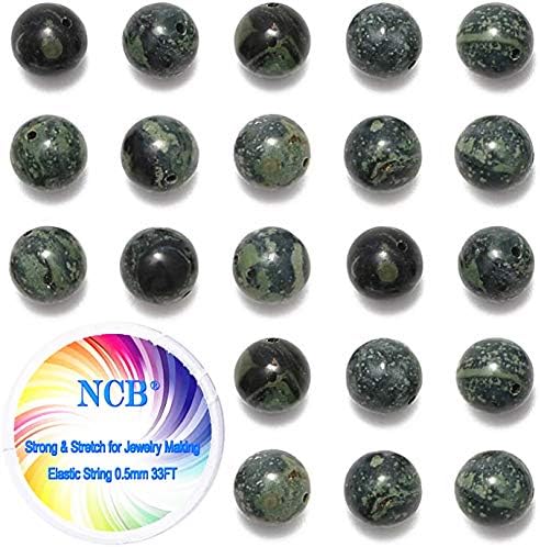 NCB 100pcs 6mm Gemstone Round Loose Beads Wholesale Natural Stone Beads with Elastic String and Beading Needle for Bracelets Jewelry Making, Stretch Unisex (Kambaba Jasper, 6mm 100Beads)