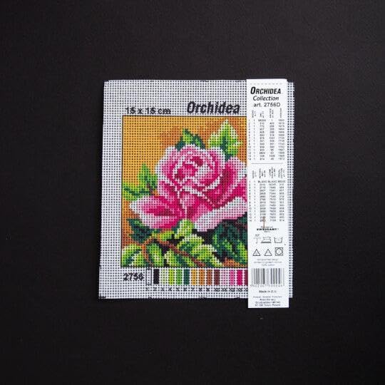 Wizardi Needlepoint Canvas for halfstitch Without Yarn Rose 2756D Orchidea
