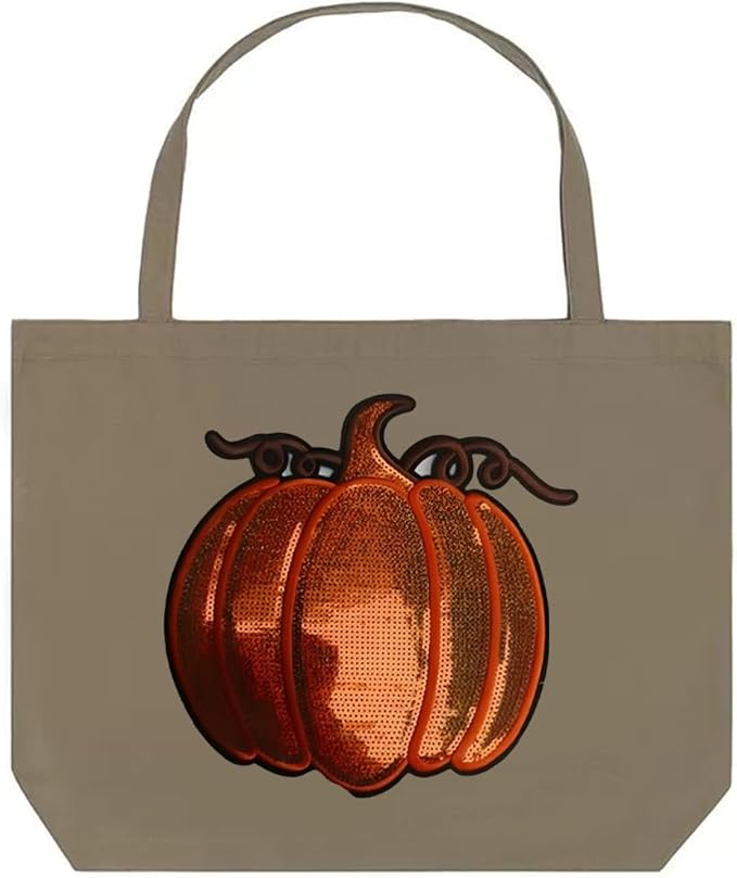 Halloween Pumpkin Iron on Patches Sequin Fabric Embroidery Sew on Stickers Applique for DIY Crafts T Shirt Clothing Jackets Backpacks Jeans Party Decorations Accessories