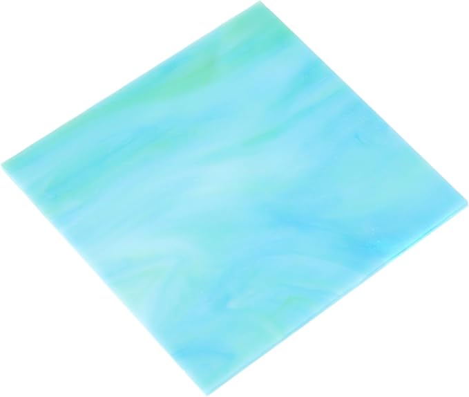 MECCANIXITY Stained Glass Sheet Mosaic Tile 3.9 Inch x 3.9 Inch Blue Color Stained Glass Sheets for Crafts DIY, Art Project