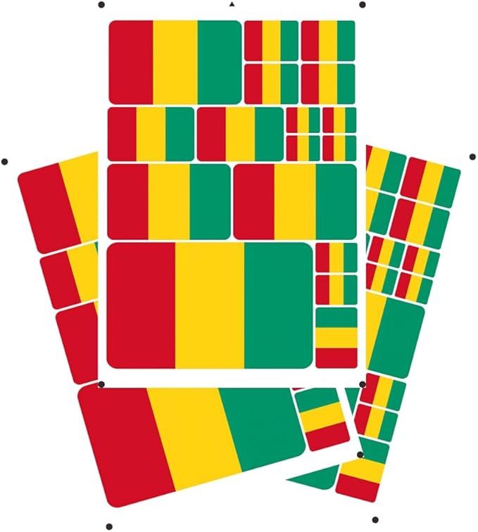 World Seven Continents Most Country Guinea Flag Stickers Different Sizes Sticker (Green Guinea)