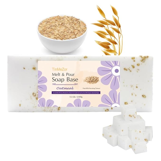 5.2LB Oatmeal soap base, DIY Handmade with Oatmeal Milk Melt and Pour Soap for Crafting and Making, Vegan, Easy to Cut