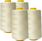 AK Trading CO. 4-Pack Ivory All Purpose Sewing Thread Cones (6000 Yards Each) of High Tensile Polyester Thread Spools for Sewing, Quilting, Serger Machines, Overlock, Merrow & Hand Embroidery