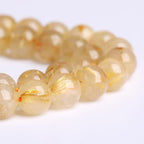 4MM 88PCS Natural Stone Golden Rutile Quartz Beads Gemstone 2A Grade Actinolite Semi Precious Crystal Loose Beads for Jewelry Making DIY Bracelet Necklace 1 Strand