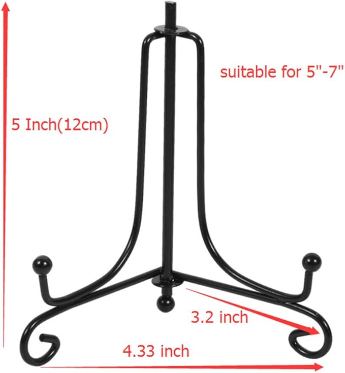 (2 pack)Iron Display Stand, Black Iron Easel Plate Display Photo Holder Stand, Displays Picture Frames, Cookbooks, Decorative Plates, Tablets and Art 5 Inch