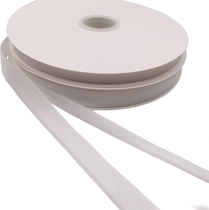 Nylon Velvet Ribbon Single Faced,5/8 Inch X 25Yards Spool (White)