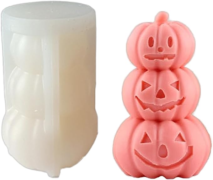 Halloween Pumpkin Candle Molds,3D Halloween Candle Mold Silicone Epoxy Resin Casting Molds for Candle Making Home Decorate Candle Making Aromatherapy Gypsum Candles Clay Craft