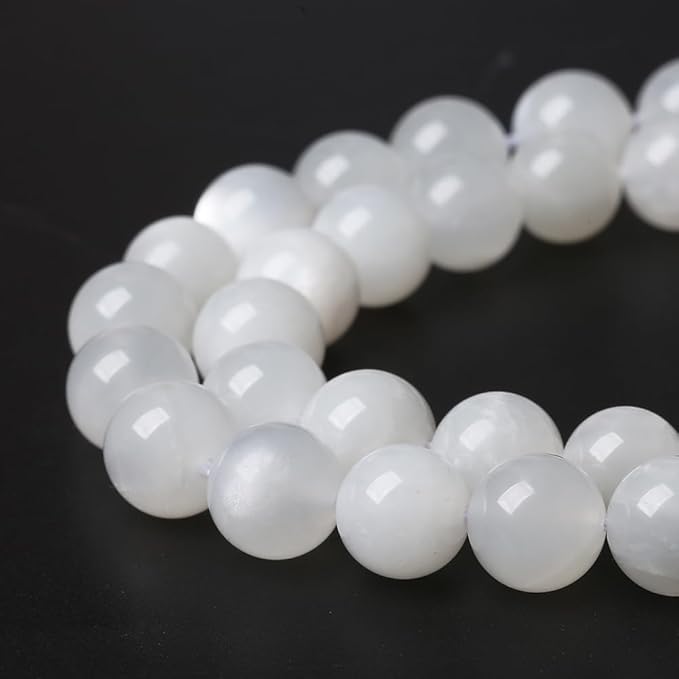 88pcs 4mm Natural White Moonstone Beads AAA Gemstone Round Loose Beads for Jewelry Making DIY Bracelets Necklaces Crystal Energy Healing Stone Beads 15" (4mm, White Moonstone)