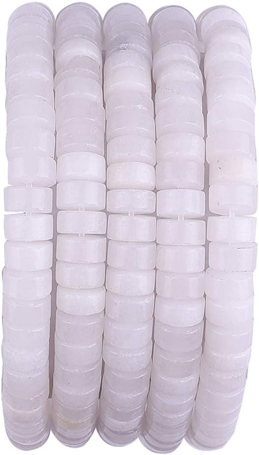 Natural White Agate Spacer Beads Caps Loose Semi Gemstone for Beading Jewelry Making 6mmx3mm 38cm