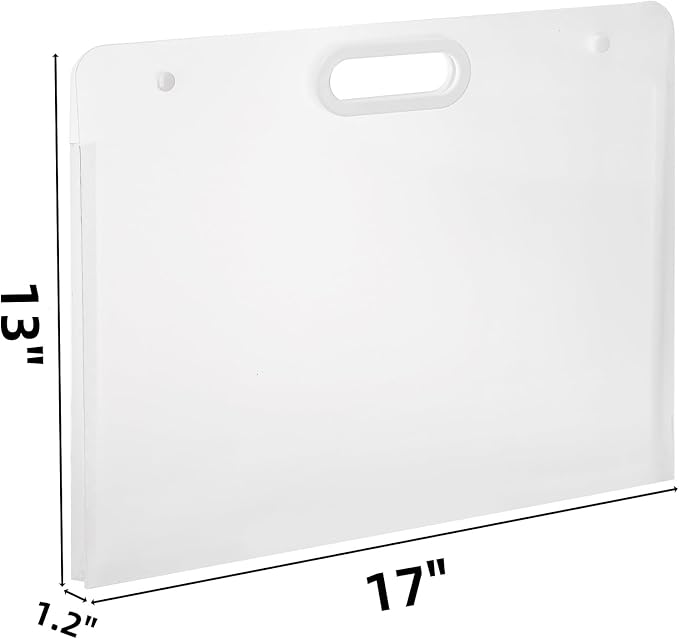 4 Pack Art Portfolio Folder, 17" x 13" Clear Poster Storage Bag with Handle, Plastic Waterproof Bulletin Board Holder Painting Container for Artwork, Drawing Pads, Charts