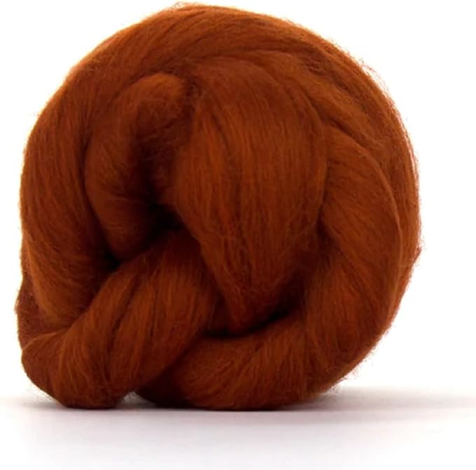Revolution Fibers Merino Wool Combed Top | 1 lb Premium Wool Roving | 22 Micron, Best Merino Wool for Spinning, Tapestry, Needle Felting, Big Yarn Roving and Wall Hangings (Rust)