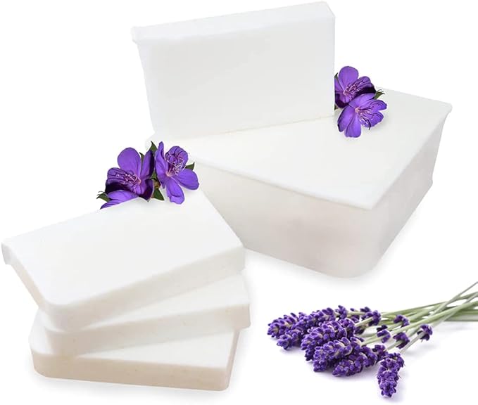Primal Elements Lavender Essential Oil Soap Base - Moisturizing Melt and Pour Glycerin Soap Base for Crafting and Soap Making, Easy to Cut - 2 Pound