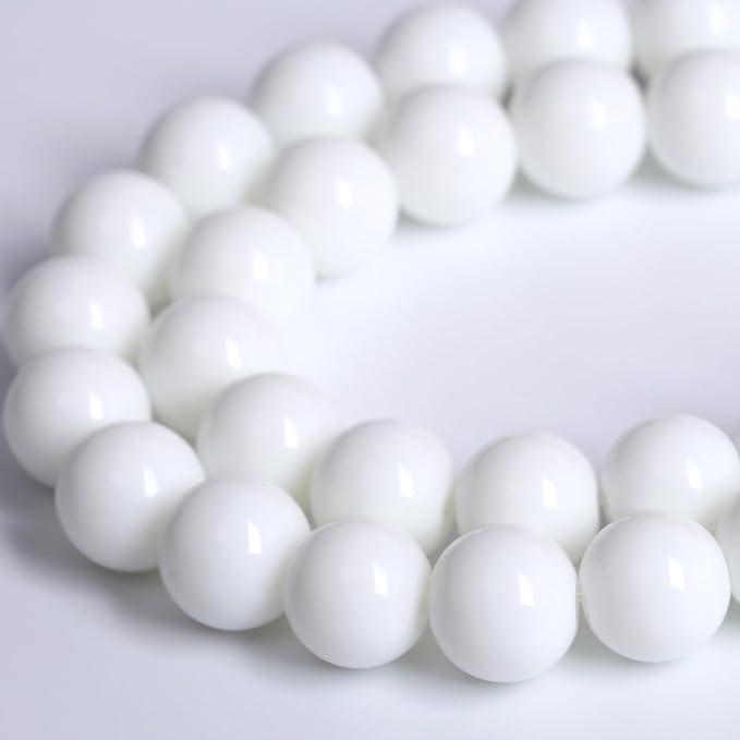 6MM Natural Stone White Porcelain Agate Beads Round Loose Stone Beads for Jewelry and Bracelets Making 120pcs 2 Strands 32"