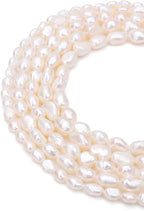 Natural Pearl Beads 6-7mm White Freshwater Cultured Loose Gemstone Beads for DIY Jewelry Making 13.8''/Strand