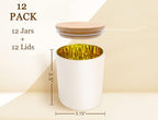 Aroparc Candle Jars with Lids 10oz, Elegant Gold Interior Candle Jars for Candle Making 12 Pieces with Bamboo Lids - White Matte