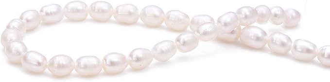 Natural Pearl Beads Rice 6-7mm White Freshwater Cultured Loose Gemstone Beads for DIY Jewelry Making 13.8''/Strand