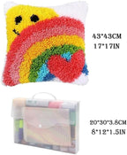 Latch Hook Pillow Kits for DIY Throw Pillow Cover, Cute Smilling Pattern Sofa Cushion Cover Latch Hook Craft Kits with Printed Canvas for Beginners Kids Adults - 17 x 17 Inch