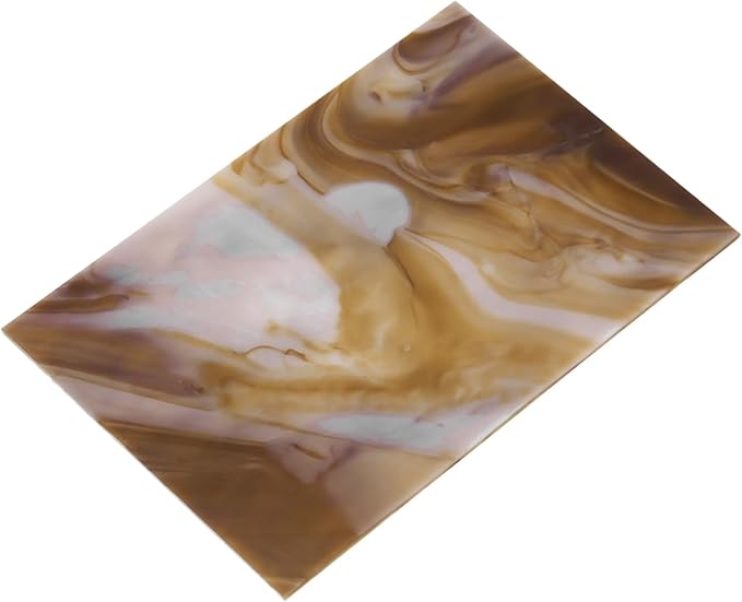 MECCANIXITY Stained Glass Sheet Mosaic Tile 5.9 Inch x 3.9 Inch Dark Brown Stained Glass Sheets for Crafts DIY, Art Project