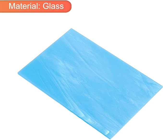 MECCANIXITY 2 Pcs Stained Glass Sheet Mosaic Tile 7.9 Inch x 5.9 Inch Pale Blue Stained Glass Sheets for Crafts DIY Art Project