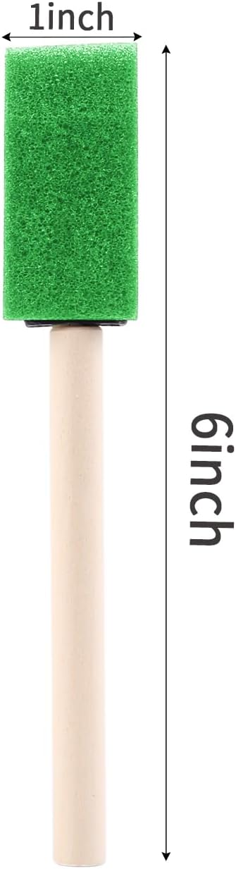 1" Foam Paint Brushes - 100 Pack, 1-Inch Painting Sponges - Premium Foam Brushes - Lightweight & Durable - Sponge Brush Ideal for Painting, Crafting, Acrylics, Stains, Varnishes (Green)