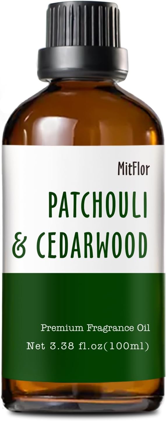 Patchouli & Cedarwood Fragrance Oil, Large Size Premium Fragrance Oil for Soap & Candle Making, MitFlor Single Scented Oil for Diffuser,Masculine Home Fragrance
