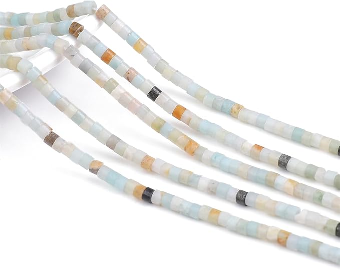 Natural Amazonite Spacer Beads Caps Flat Round Loose Beads for Beading Jewelry Making 3mmx2mm 38cm