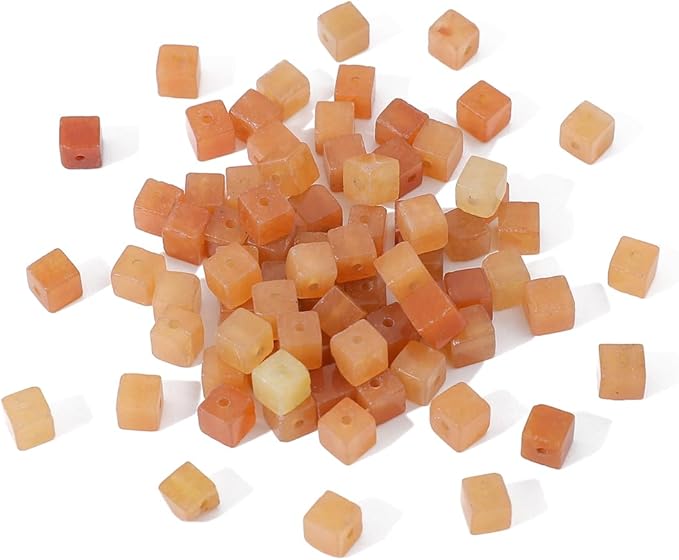 Natural Red Aventurine Square Stone Beads 4x4mm 85pcs Cube Loose Semi Gemstone Beads for Jewelry Making Design
