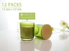 Aroparc Candle Jars for Candle Making 10oz U Base Tumbler Jars for DIY, Bulk Vessel - 12 Containers +12 Metal Lids - Green