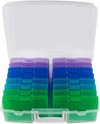 novelinks Transparent 4" x 6" Photo Organizers and Photo Storage Box with Handle, 16 Inner Photo Cases, Portable Picture Organizers & Photo Storage Containers (Cool-Colored)