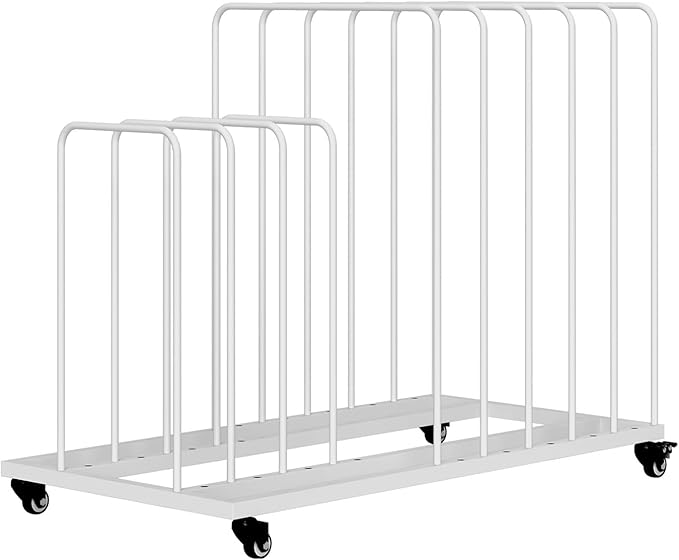 Art Canvas Storage Rack, Art Storage with Wheels, Adjustable Art Storage Easel Display Stands for Canvas Boards, Panel, Crafts Drying & Print Racks,Frame,White