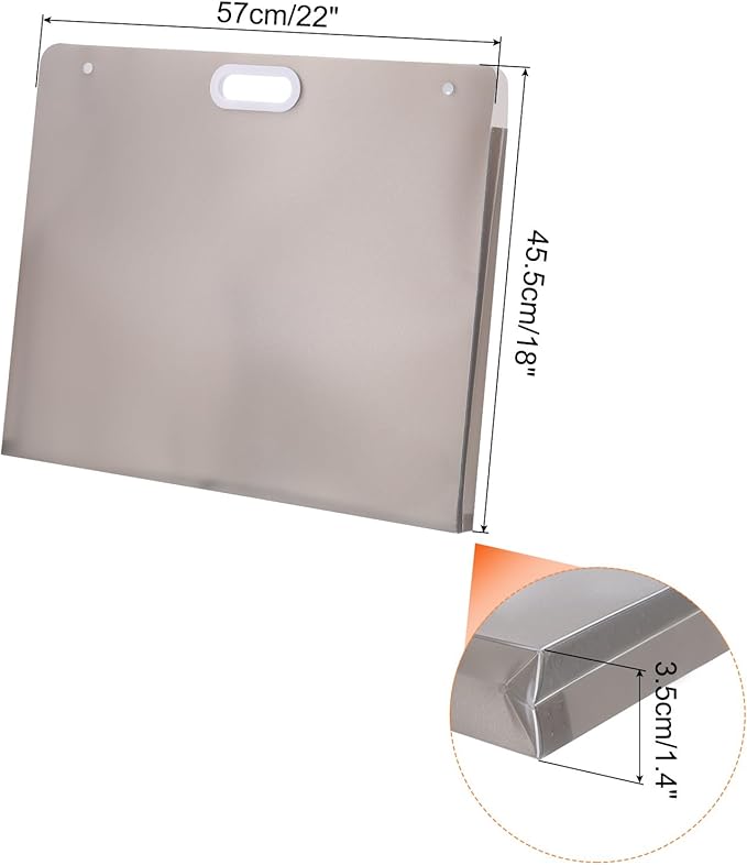 PATIKIL 22 x 18 Inch Plastic Art Portfolio, Large Art Storage Bag with Handles, Waterproof Folder Container for Artwork Drawing Sketch Poster Photography Diamond Painted, Clear Gray