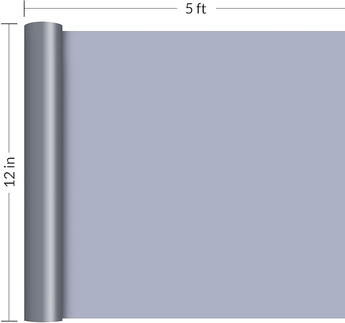 HTV Silver Heat Transfer Vinyl Rolls 12 Inch by 5 feet Roll Iron on DIY for T-Shirt Easy to Cut & Weed for Heat Vinyl Design Glossy (5Ft, Silver)