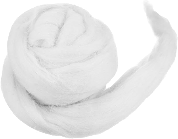 MECCANIXITY Wool Roving Yarn Soft Felting Wool 50g/1.76oz Pure Chunky Roving Yarn for Needle Felting Knitting Blanket Spinning Weaving Art DIY Craft White
