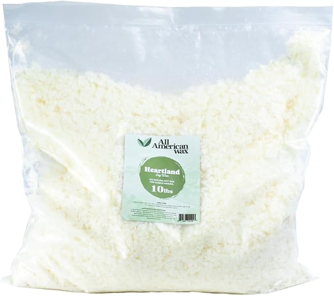 All American Wax Soy Wax Flakes – 10 lb Bag | Natural Soy Wax for Candle Making | Clean Burning, Easy to Melt, Great Scent Throw | DIY Candle Supplies