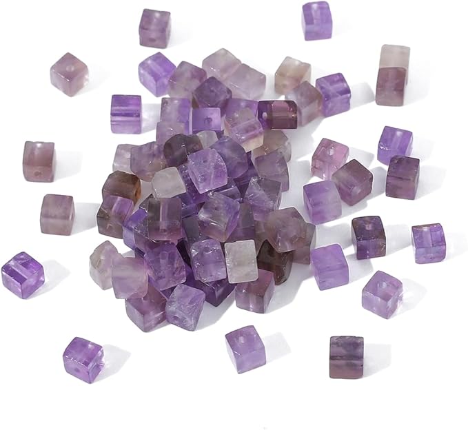 Natural Amethyst Square Stone Beads 4x4mm 85pcs Cube Loose Semi Gemstone Beads for Jewelry Making Design