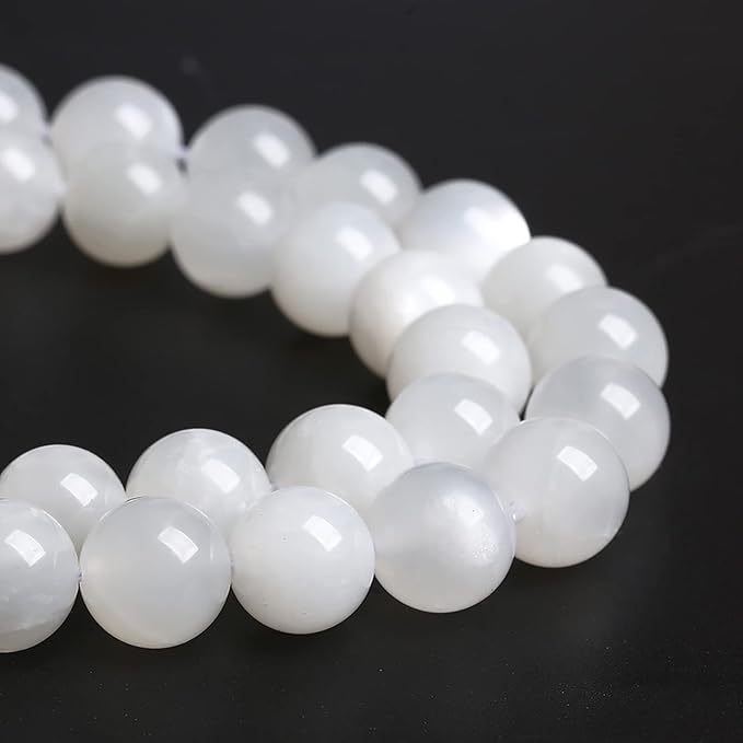 6MM 60PCS Natural White Moonstone Gemstone AAA Grade Crystal Spacer Loose Beads for Jewelry Making DIY Bracelet 15 Inches 1 Strand