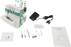 Overlock Sewing Machine, 1200SPM 3/4 Thread Serger with Differential Feed Roll Hem, Electric Sewing Machine for Home Workshop (Green White)
